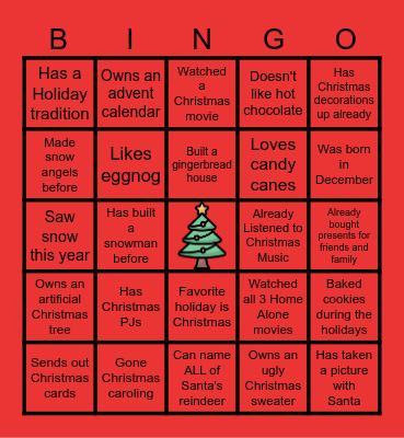 Holiday Bingo Card