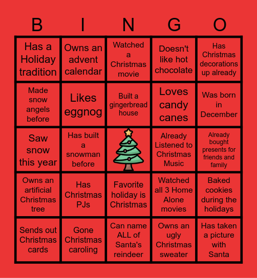 Holiday Bingo Card
