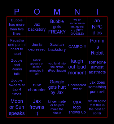 TADC EP.8 bingo Card