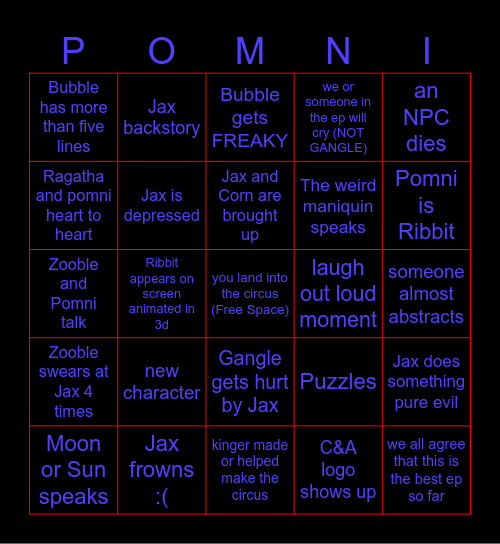 TADC EP.7 bingo Card