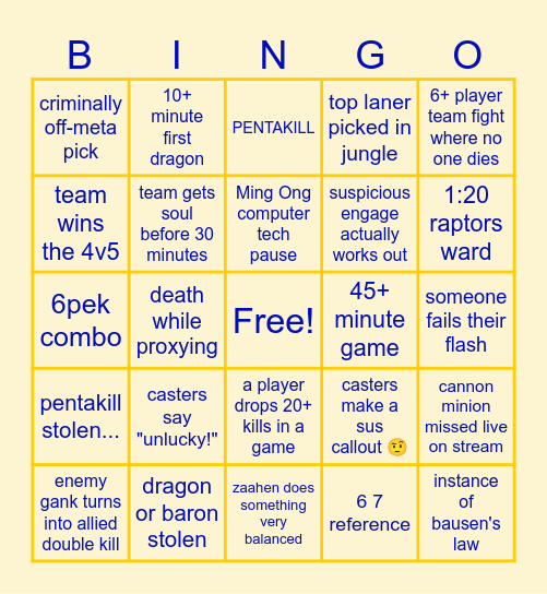 Fall Intramurals Finals BINGO! Bingo Card