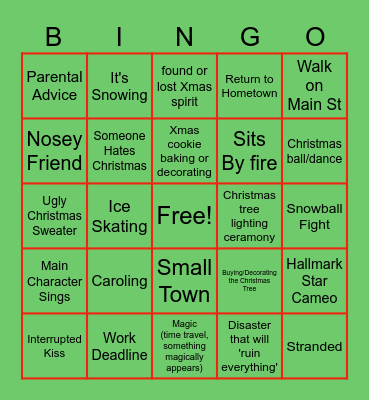 Hallmark Christmas Movie Bingo Card