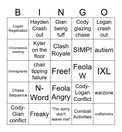 Feola SRT BINGO!!! Bingo Card