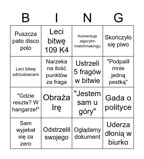 L07nick BINGO v1 Bingo Card