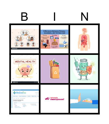 Health Class Bingo Card
