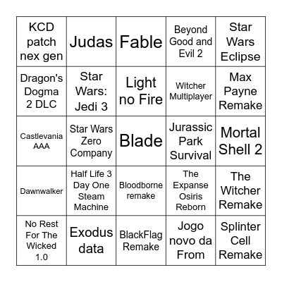 TGA 2025 Bingo Card