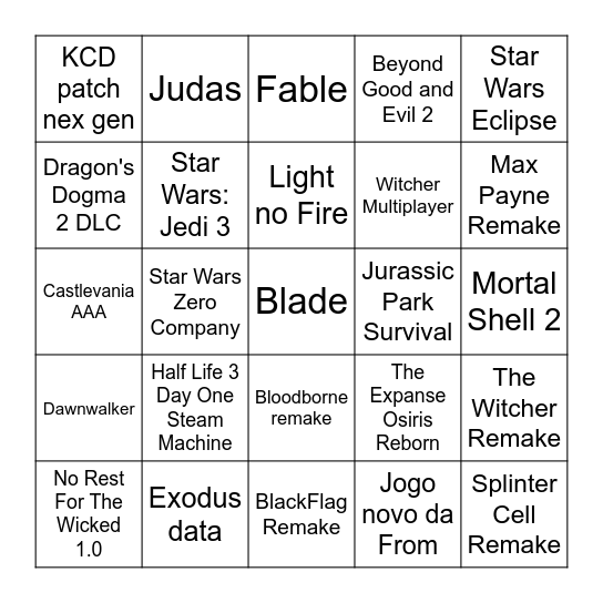TGA 2025 Bingo Card