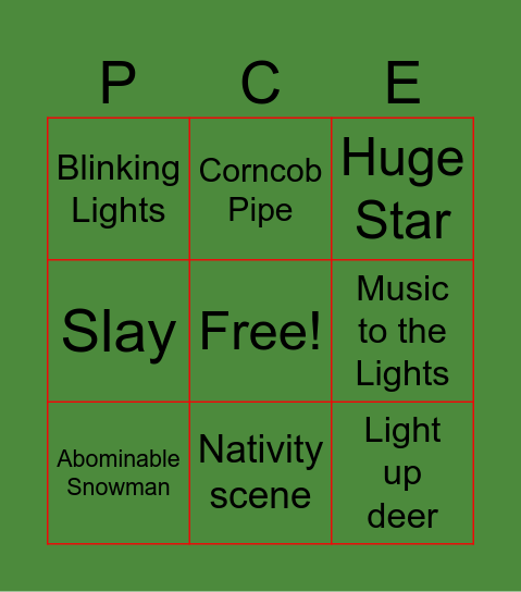 PCE BINGO Card
