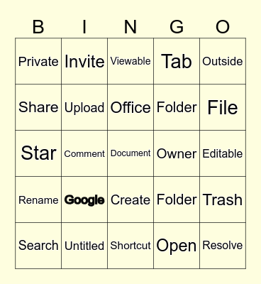 Google Docs Bingo Card