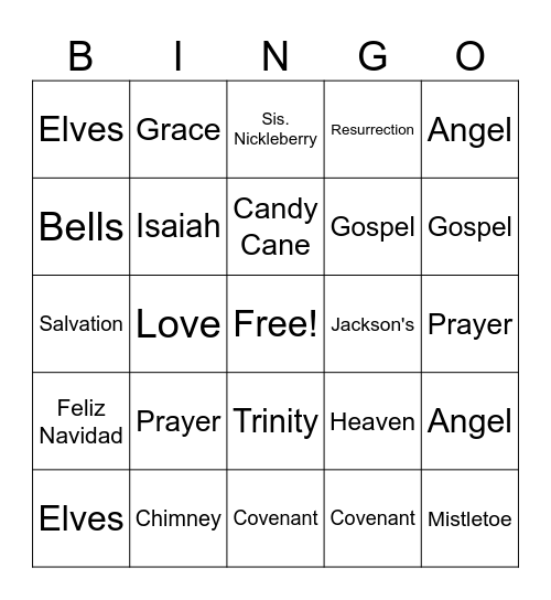 GCC's Christmas Bingo Card