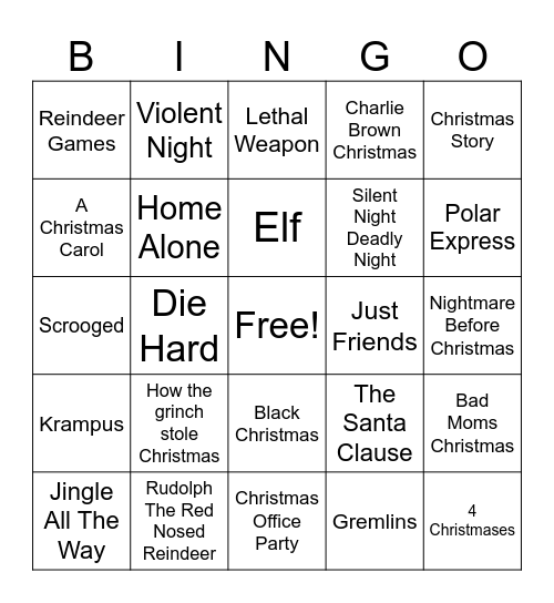 Christmas night Bingo Card