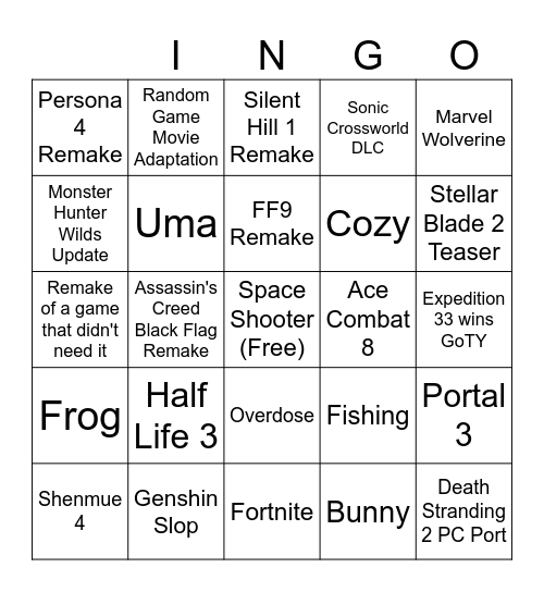 Untitled Bingo Card