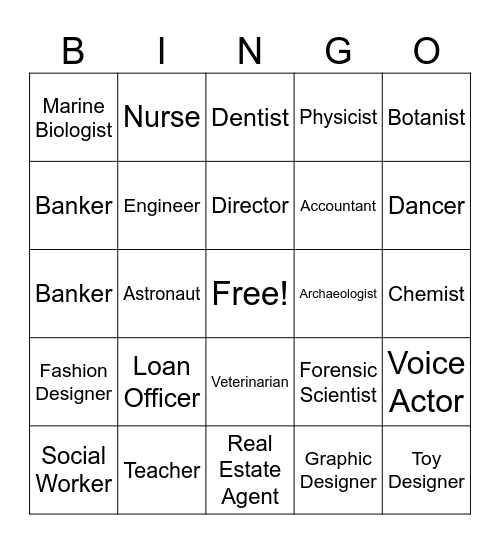 Career Bingo Card