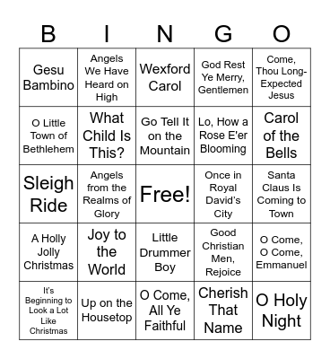 Christmas Song Bingo! Bingo Card