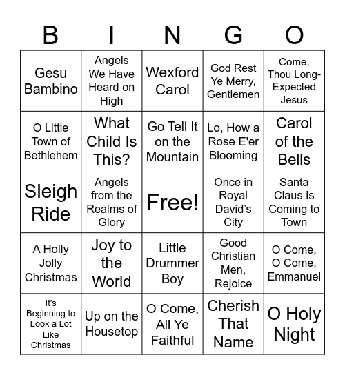 Christmas Song Bingo! Bingo Card