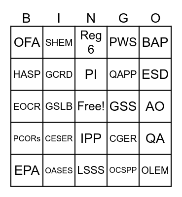 Alphabet BINGO Card