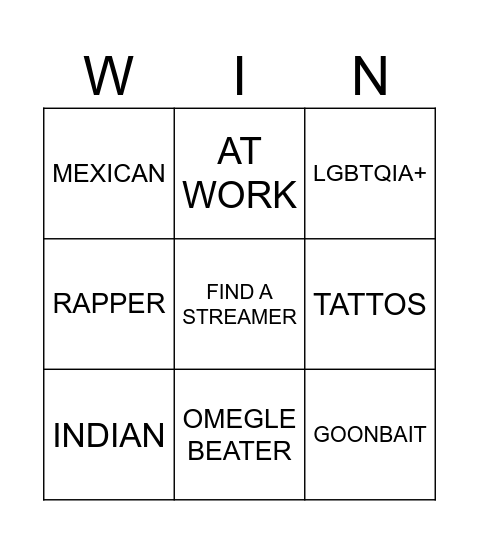 Tiktok LIVE BINGO Card
