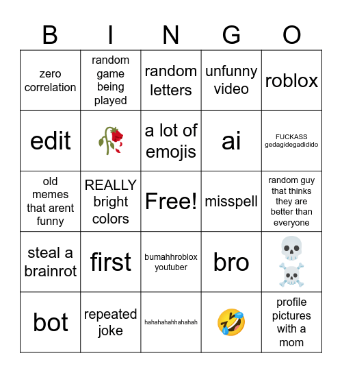 corny Bingo Card
