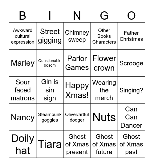 Dickens Bingo Card