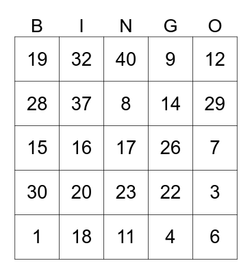 Bingo Time Âmbar Bingo Card