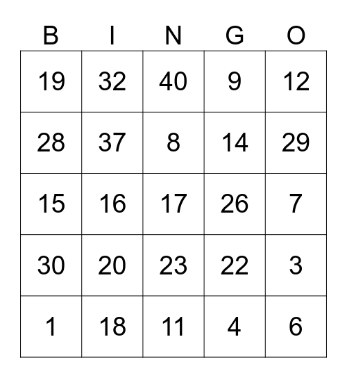Bingo Time Âmbar Bingo Card