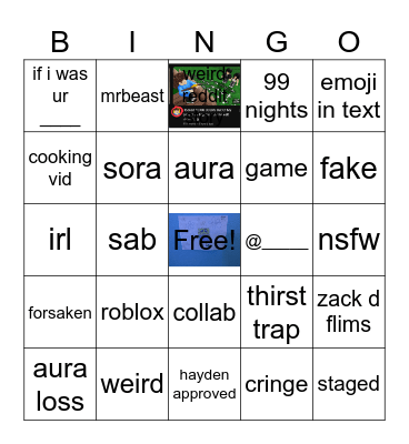 brainrot Bingo Card