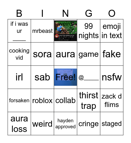 brainrot Bingo Card