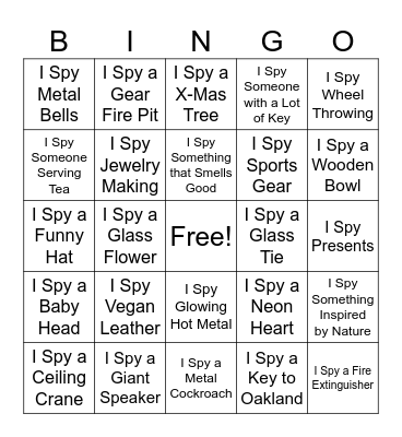 I Spy GIFTY Bingo Card