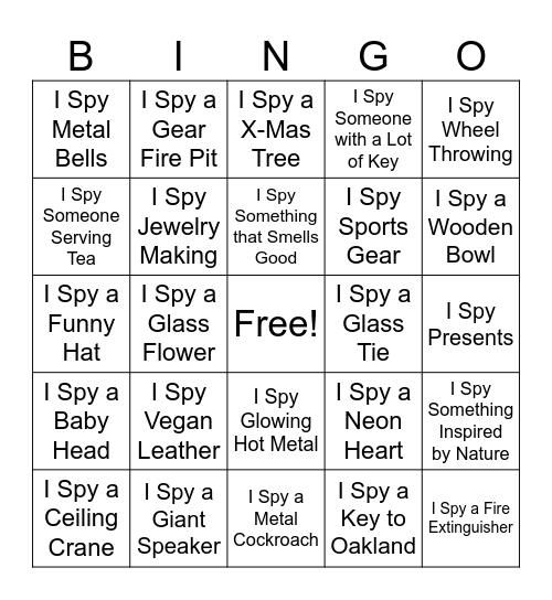 I Spy GIFTY Bingo Card