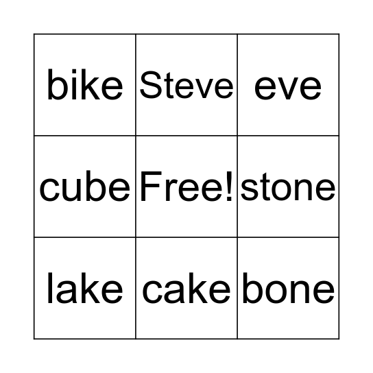 B I N G O Bingo Card