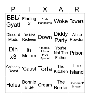 AI Disney Pixar Slop! Bingo Card