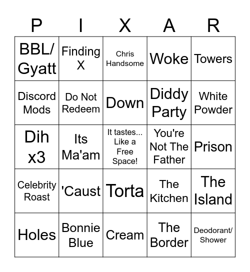 AI Disney Pixar Slop! Bingo Card