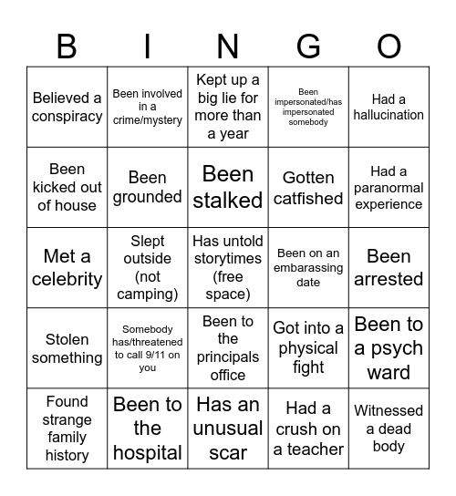 Untold storytimes bingo Card