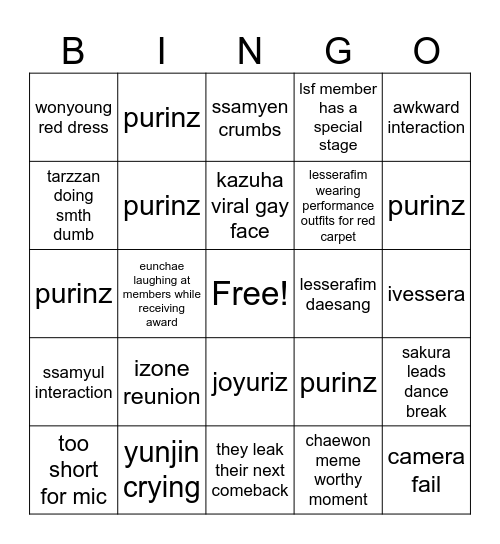 nes alli AAA bingo Card