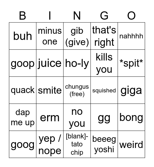 Romacen Phrases ext. Bingo Card
