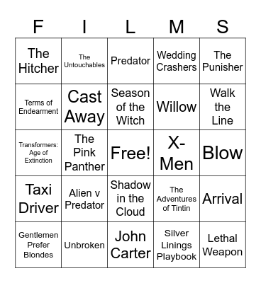 Movies_12062025 Bingo Card
