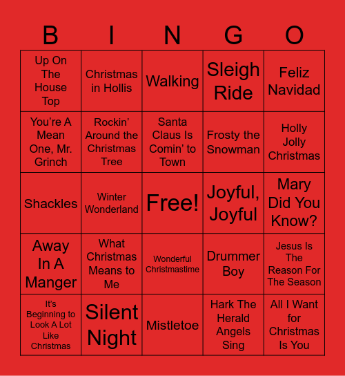 Christmas Vibe Bingo Card