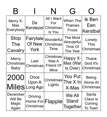 Kerstliedjes Bingo Card