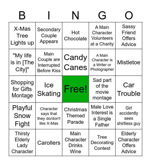 X-Mas Movie Bingo Card