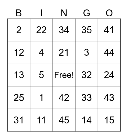 Untitled Bingo test Bingo Card