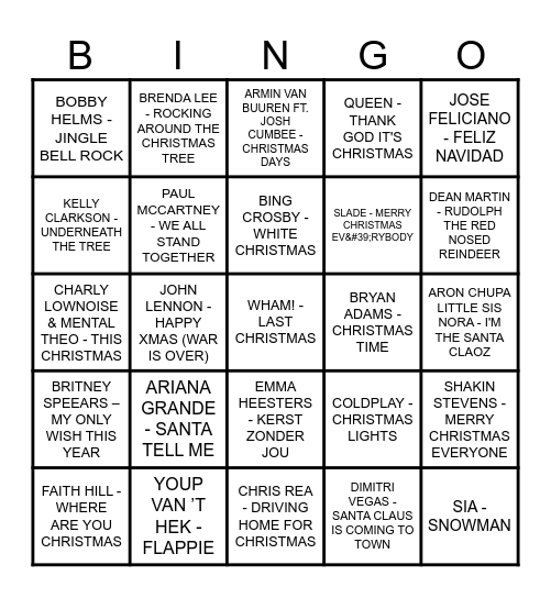 KERSTBINGO Card