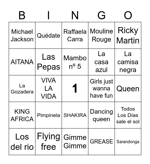 BINGO 1 Bingo Card