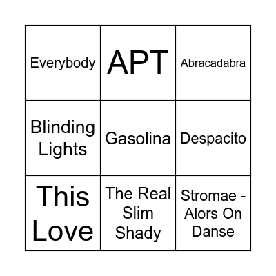 MUSIC BINGO Card