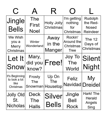 Christmas Carols Bingo Card