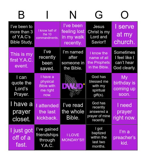 Y.A.C. Kickback Pt. 3 Bingo Card