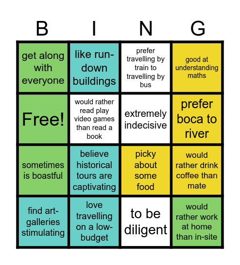 B1-B2 Units 1-3 Bingo Card