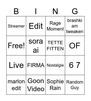 TikTok Bingo Card