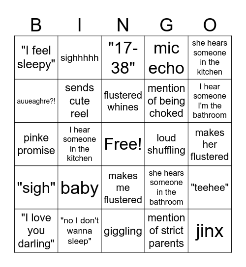 sarahsarahsarahsarah Bingo Card