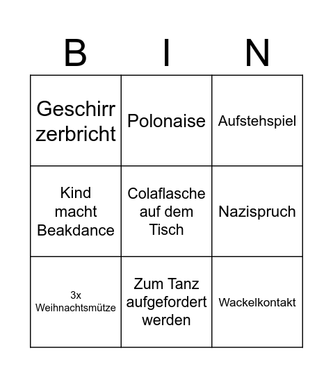 Hochzeit Bingo Card