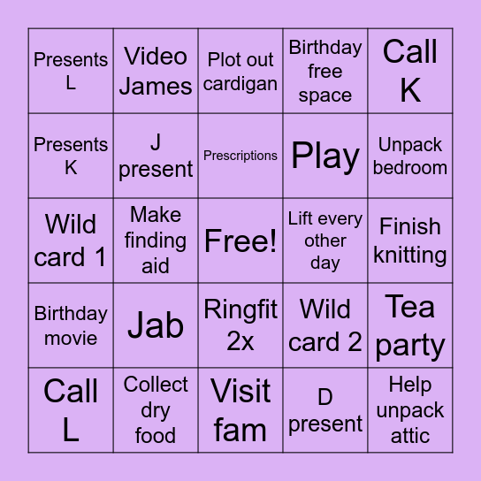 December Bingo Card